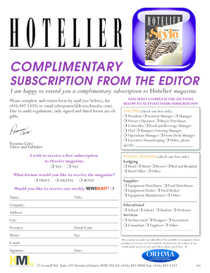 Hotelier Magazine Subscription Form