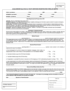 IMCOM West Child & Youth Services Registration Form