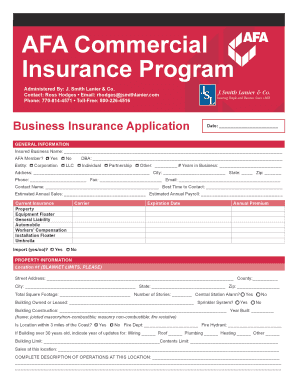 AFA Commercial Insurance Application