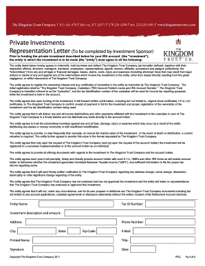 Private Investment Representation Letter