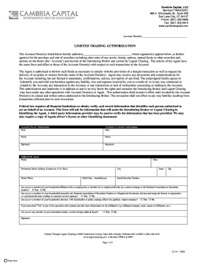Limited Trading Authorization Form