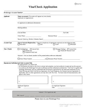 Visa/Check Application Form