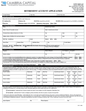 Cambria Capital IRA Application