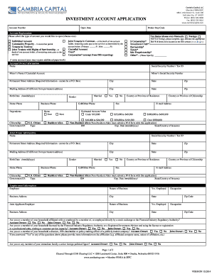 Cambria Capital Partnership Account Application