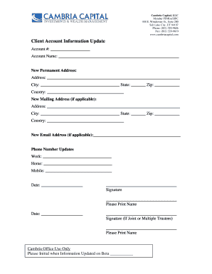 Client Account Information Update Form