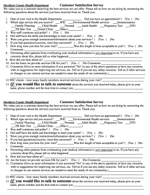 Davidson County Health Department Customer Satisfaction Survey
