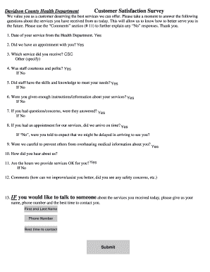 Davidson County Health Department Customer Satisfaction Survey