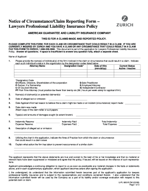 Notice of Circumstance/Claim Reporting Form