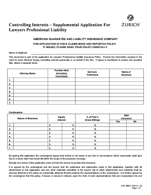 Lawyers Professional Liability Supplemental Application