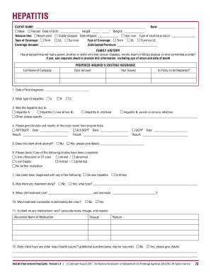 Hepatitis Underwriting Application