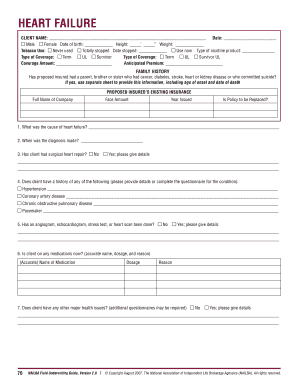 Heart Failure Insurance Application Form