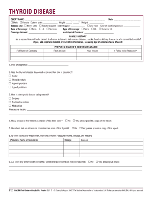 Thyroid Disease Insurance Application Form
