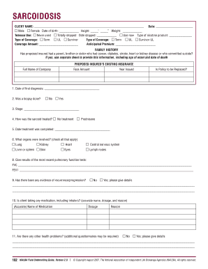 Sarcoidosis Insurance Application Form