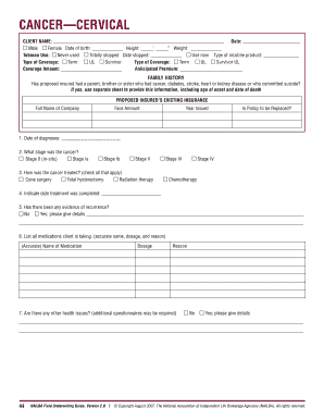 Cervical Cancer Insurance Application Form