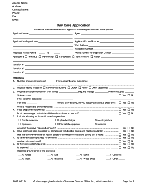 Day Care Application Form
