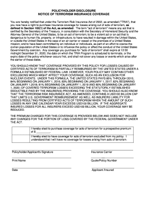 Notice of Terrorism Insurance Coverage