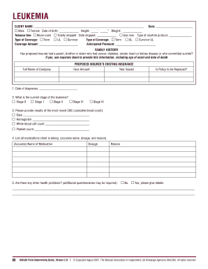 Leukemia Insurance Application Form
