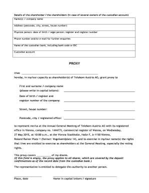 Telekom Austria AG Proxy Form