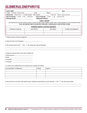 Glomerulonephritis Underwriting Application