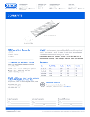 Cornerite Expanded Metal Lath Specification Sheet