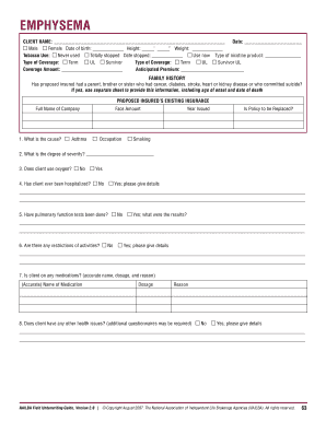 Emphysema Underwriting Application