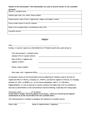 Telekom Austria AG Proxy Form