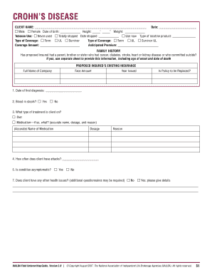 Crohn's Disease Underwriting Form