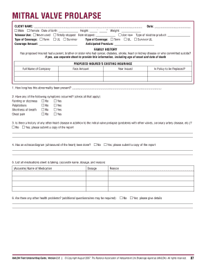 Mitral Valve Prolapse Insurance Application