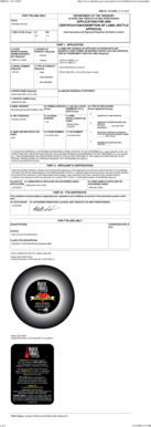 TTB ID Application for Certification/Exemption of Label/Bottle Approval