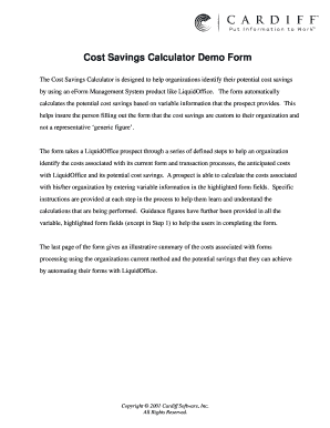 Cost Savings Calculator Demo Form