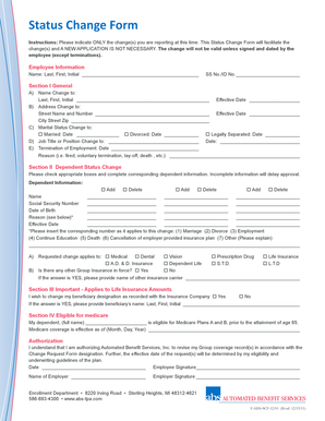 Status Change Form