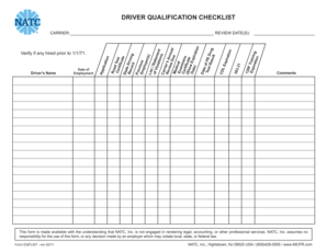 Driver Qualification Checklist
