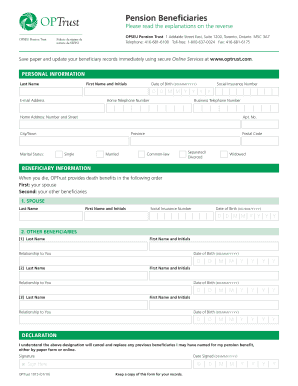 OPTrust Pension Beneficiary Form