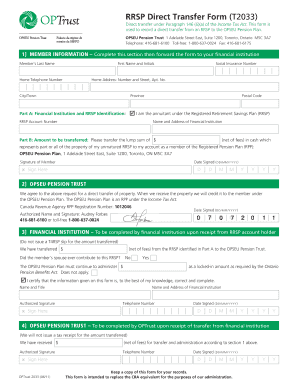 RRSP Direct Transfer Form T2033