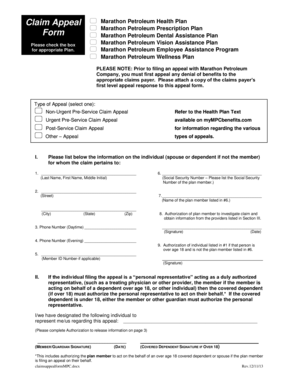 Marathon Petroleum Claim Appeal Form