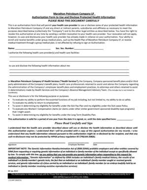 Marathon Petroleum Health Information Authorization Form