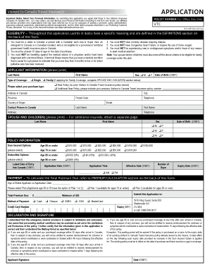 Visitors to Canada Travel Insurance Application