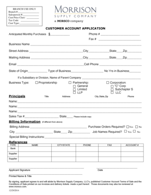 Customer Account Application