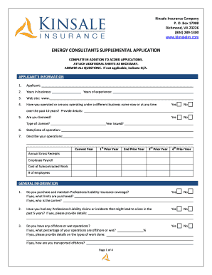 Energy Consultants Supplemental Application