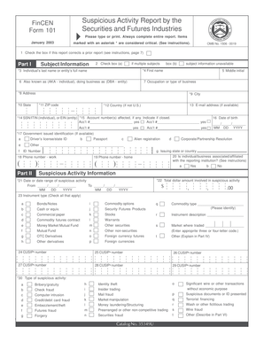 FinCEN Suspicious Activity Report Form 101