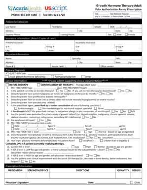 Growth Hormone Therapy Prior Authorization Form