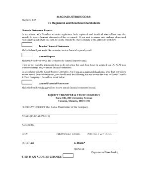 Financial Statements Request Form