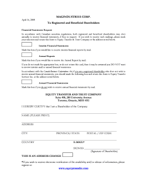 Financial Statements Request Form
