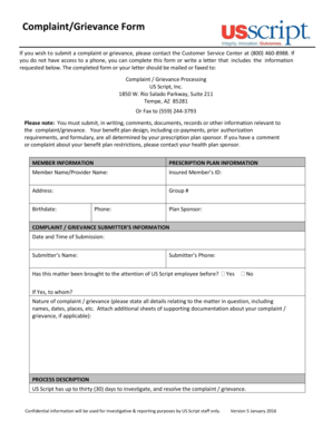 Complaint Grievance Form
