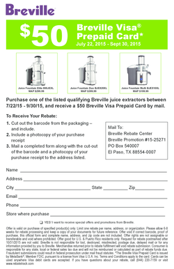 Breville Juice Extractor Rebate Form