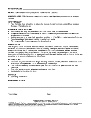 Patient Medication Guide for Doxazosin Mesylate