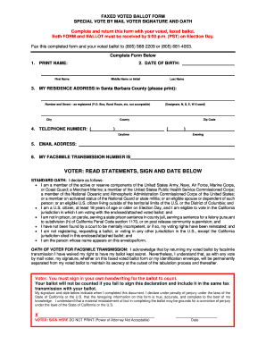 California Faxed Voted Ballot Form