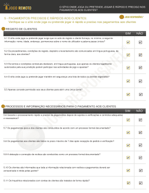 Lista de verificação de conformidade de sítios de jogo