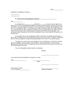 Work for Hire Acknowledgment Agreement