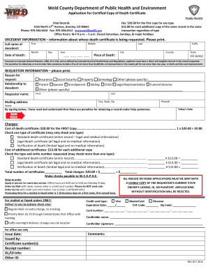 Colorado Death Certificate Application